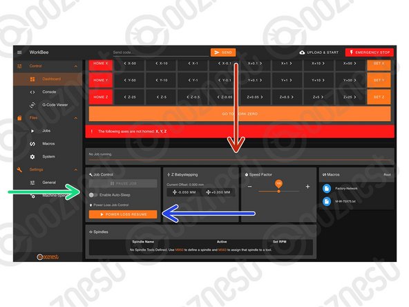 When running a job, the progress of the job will be displayed here along with the percentage complete and estimated time remaining.