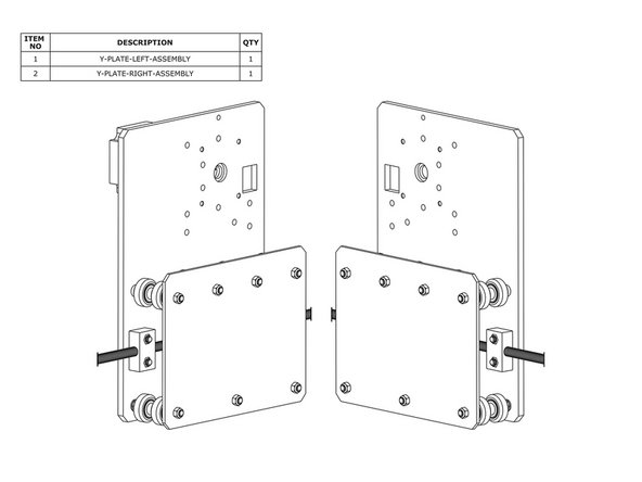 Except from Step 4, repeat the rest of this section for the Y-Plate-Right. As seen above it should be a mirror image of the Y-Plate-Left-Assembly apart from the stepper motor.
