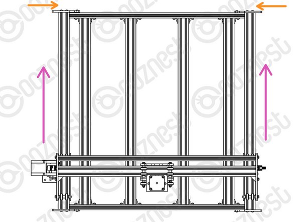 Slightly loosen the 4 x M5-Button-Head-Bolt-12mm on each of the two front Y-End-Plates.