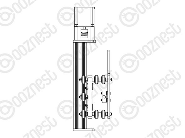 Slide the 1/4” side (the side with the smallest hole) of the Flexible-Coupler onto the shaft of the NEMA23-Stepper-Motor. Don’t tighten it down at this point.
