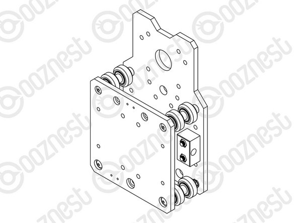 On to the bolt add an Eccentric-Spacer-6mm. (Rounded portion into the X-Plate-Front)