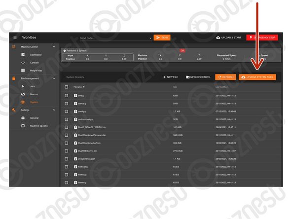 Go to File Management &gt; System and press 'Upload System Files'