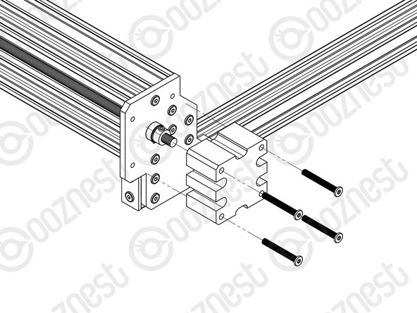 Onto the end of each ACME Screw attach an ACME-End-Cap using 4 x M5-Low-Profile-40mm bolts.