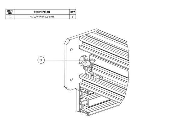 For one of the Y-Axis belts, screw a M5-Low-Profile-8mm bolt through the belt tensioner and into the Tee-Nut, positioned in Step 1. Do not tighten it.