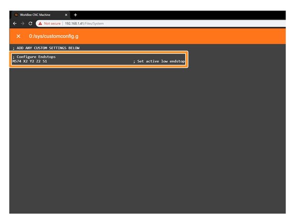 Under File Management open System - Config.g and Copy the Configure Endstops information.