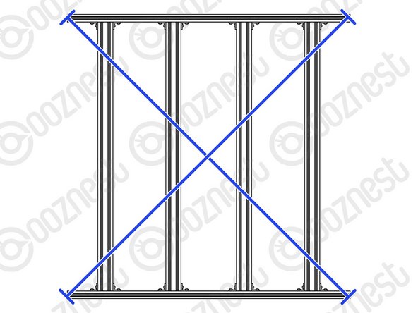 The two outside Extrusion-C's should be spaced 80mm in from the end of the Extrusion-A's.