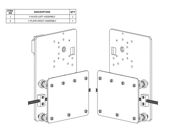 Repeat Steps 1-4 for the Y-Plate-Right. As seen above, it should be a mirror image of the Y-Plate-Left-Assembly.