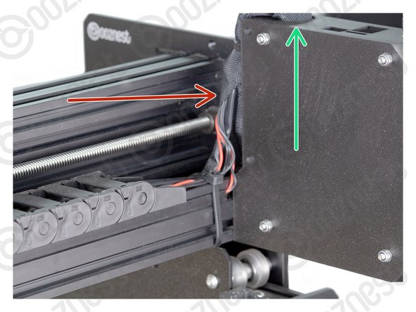 Bring the wires from Drag-Chain-X &amp; Limit-Switch-0, up into the side of the Cable-Sleeve.