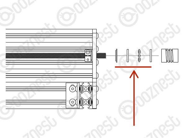 On the Lead-Screw-Y protruding from the back right Y-End-Plate slide on a Nylon-Shoulder-Washer - -&gt;- - Thrust-Bearing-Housing-Washer - -&gt;- - Thrust-Bearing-Caged-Roller - -&gt;- - Thrust-Bearing-Shaft-Washer