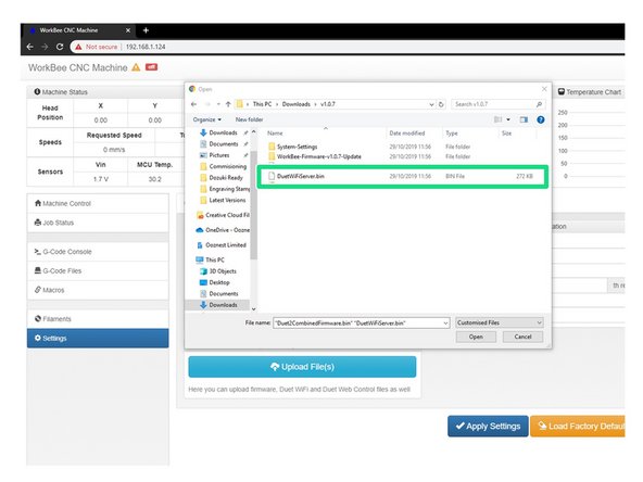 Repeat Step 5 but this time for DuetWifiServer.bin (If applicable)