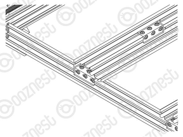 Through all three holes on each Universal-Bracket-Triple, attach a M5-Low-Profile-8mm bolt and slightly thread on a M5-Drop-In-Tee-Nut.