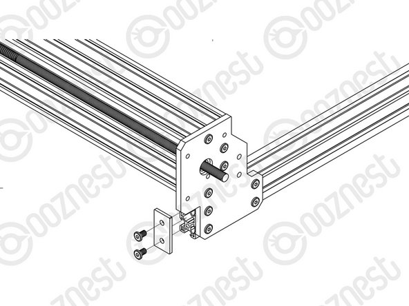Attach an End-Cap to front left end of the V-Slot-2040-745mm using 2 x M5-Low-Profile-8mm bolts.