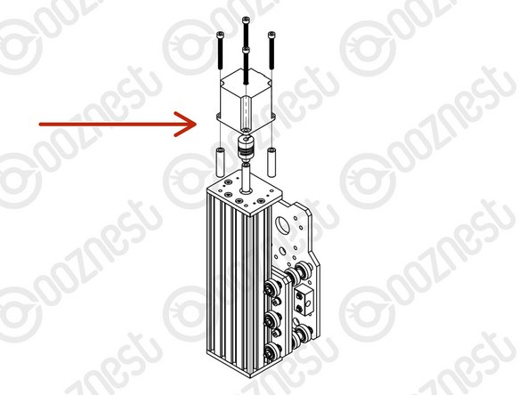Slide the 1/4” side (the side with the smallest hole) of the Flexible-Coupler onto the shaft of the Stepper-Motor. Don’t tighten it down at this point.