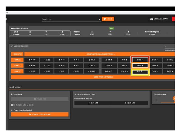 Please be very careful when carry out the following steps. Check there is enough travel for the machine to carry out these steps. If there isn't enough travel either reduce the jog amount, or move in the other direction.