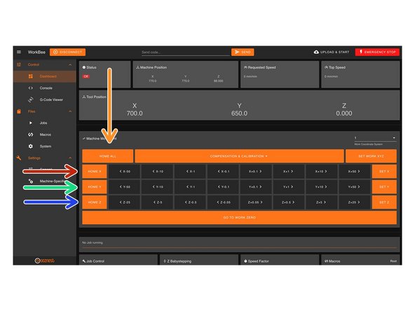When the machine homes, it will raise the Z-Axis, and then move the X and Y-Axis to the far right-hand corner.