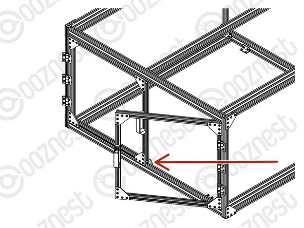 Fix a T-Joining-Plate centrally to the bottom Extrusion K. This will function as a stop for the two doors.