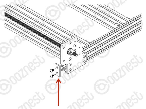 Attach an End-Cap to the front left end of Extrusion-A using 2 x M5-Button-Head-Bolt-8mm.