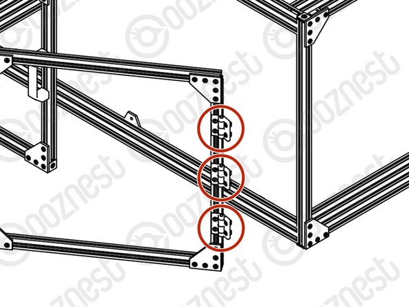 Mount a door by attaching the Door-Hinges on the door frame to Extrusion I using M5-Button-Head-Bolt-8mm