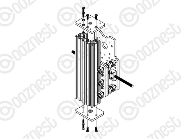 Slide the C-Beam-250mm through the Z-Wheels on the X-Carriage-Assembly.