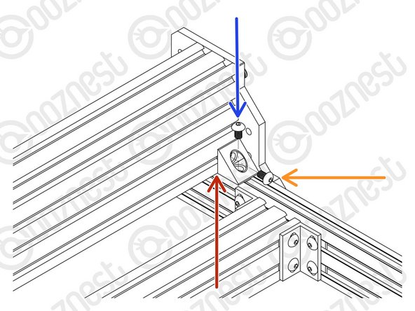 First slide an M5-Tee-Nut into the top slot of Extrusion-A.
