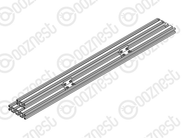 Insert 4 x Tee-Nuts into the furthest left bottom facing slot of the V-Slot-2080- 710mm.