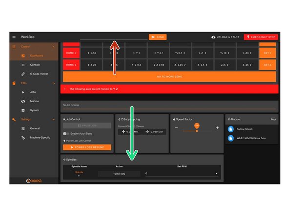 You can control the spindle manually using G-Code.