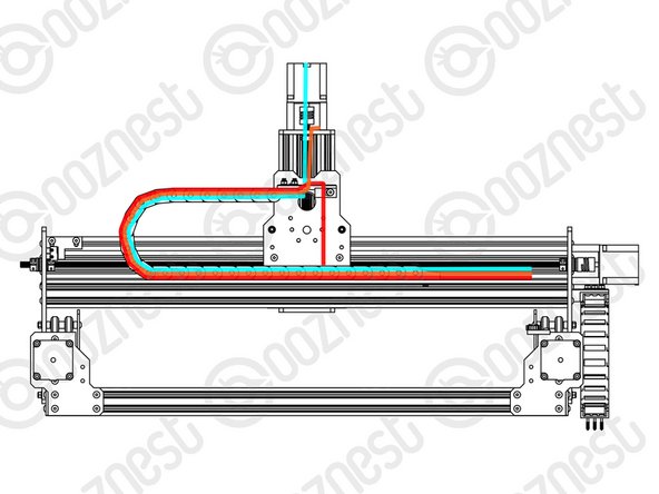 Feed the Touch Probe Wire through the Drag-Chain-Mount and then through Drag-Chain-X so it comes out the Fixed End.