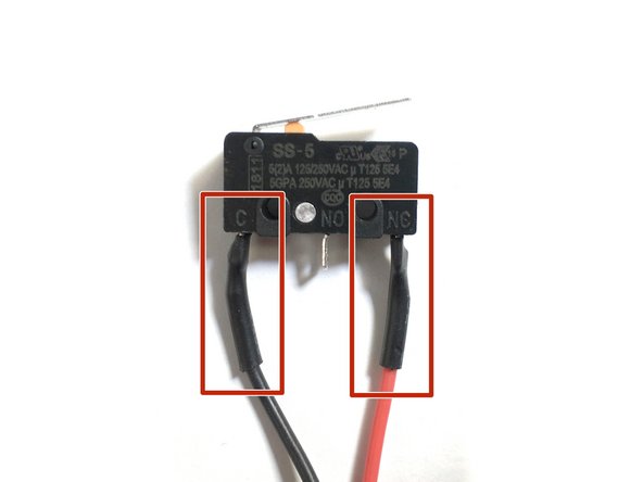 Please check if your limit switches are wired the same as in the image. One wire going to the 'C' terminal and one wire going to the 'NC' terminal. If they are continue with this step. If they are not the same, then this step can be skipped.