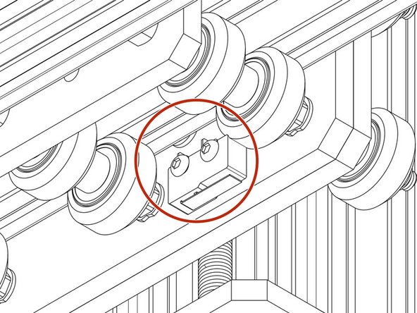 Attach the Z-Axis limit switch to the threaded holes on the X-Plate-Front using 2 x M3- Socket-Head-10mm bolts, in the same orientation as the picture.