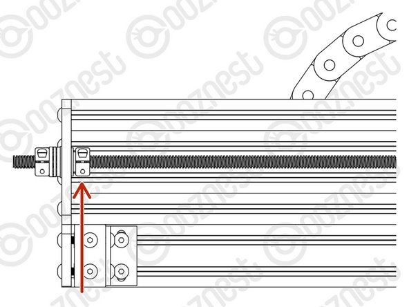 Once all 3 Lead-Screws are tensioned, put back the Radial-Bearings, Rubber-Bushings, and Clamping-Collars that are on the inside of the extrusion channel on the X &amp; Y Axes.