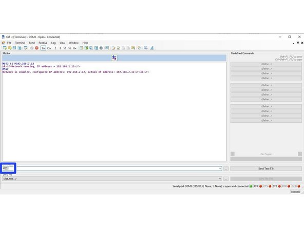 Send the Command M552 S1 P-ipadress
