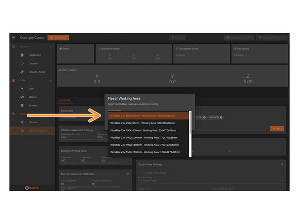 Under 'Settings', press 'Machine Specific'