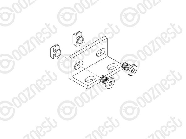 Using the M5-Button-Head-Bolt-8mm provided and M5-Drop-In-Tee-Nuts construct 4 x Universal-L-Brackets as pictured. Use these brackets to secure the Enclosure to your work surface.