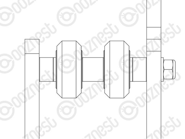 First attach the bottom right wheel set - insert a M5-Low-Profile-60mm bolt through the X-Plate-Front through the side with the insets. On to this, add an Eccentric Spacer-6mm, Precision-Shim, Solid-V-Wheel-Xtreme-Assembly, Aluminium Spacer 9mm, Solid-V-Wheel-Xtreme-Assembly, Precision Shim, and an Eccentric-Spacer 6mm in this order.
