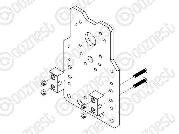 Attach 2 x Nut-Blocks to the X-Plate-Back using 2 x M5-Button-Head-Bolt-25mm &amp; 2 x M5-Nyloc-Nuts.