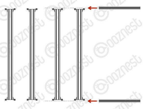 Lay all Extrusion-C's out on a flat table with the ends roughly flush with each other as in Image 1.