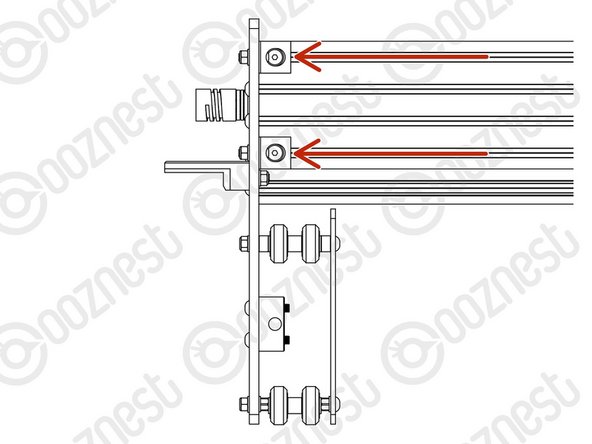 Repeat the previous step but between the Y-Carriage-Left and Extrusion-E