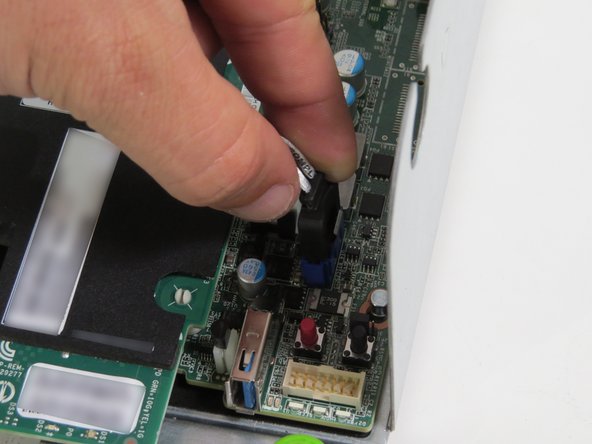 Connect the HDD power and SATA cable connectors to the motherboard.