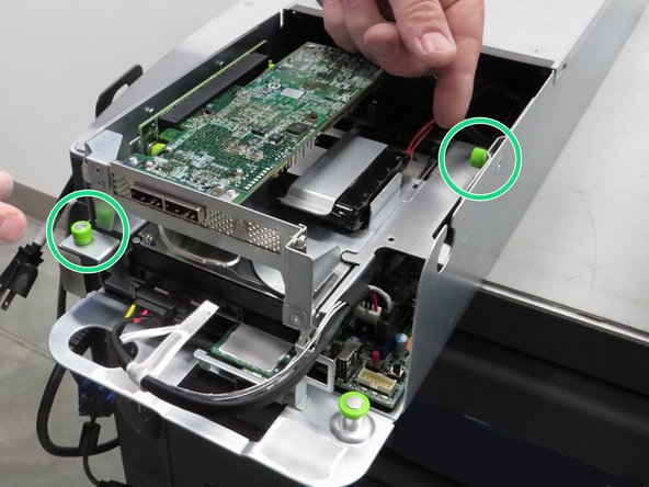 Grab the (2) thumbscrews, as shown.