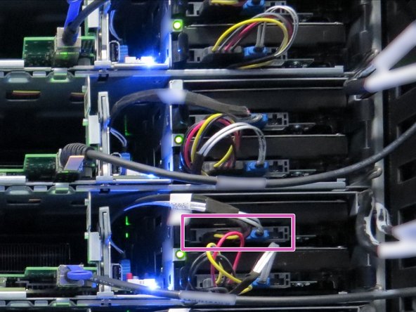 Node 1 (right-most sled) boot drive is the top drive in the chassis. Node 0 (left-most sled) boot drive is the bottom drive in the chassis.