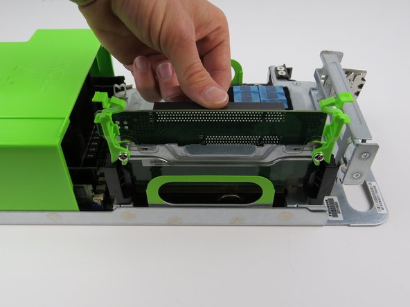 Align the PCI riser card edges with the two PCI socket guides.