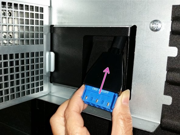 Pull the AC plug that connects to the tap box through the opening in the roof of the rack.