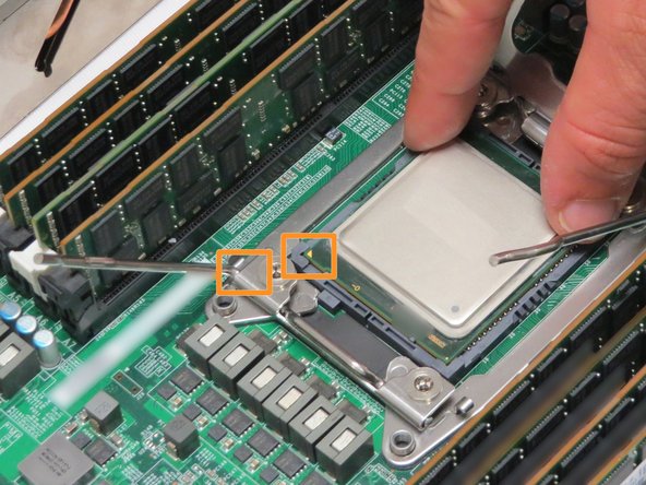 Align the CPU with its socket orientation, as shown.