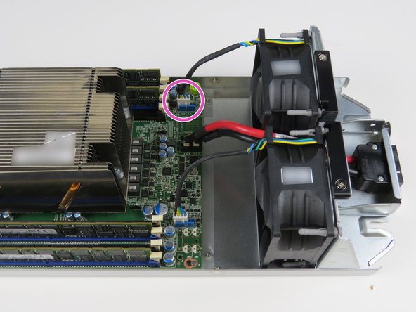 Locate the corresponding failed fan power connector.