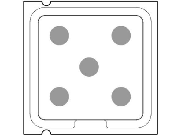If thermal paste was previously removed, apply thermal paste to both CPUs in a five-dot pattern, as shown.