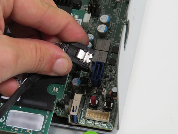 Connect the HDD power and SATA cable connectors to the motherboard.