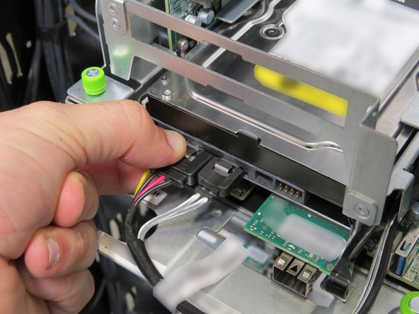 Connect the boot hard disk drive (HDD) SATA and power cables.