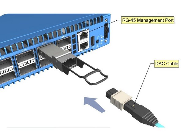 Connect a 100 ohm, CAT5, Cat-5e, or CAT6 cable to the RJ-45 management port.