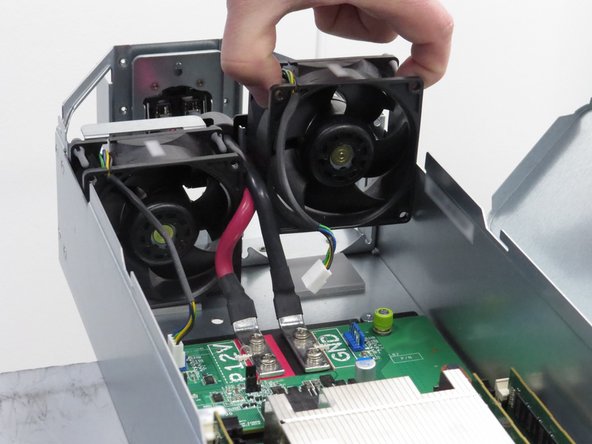 Grasp the fan as shown and lift it away from the server chassis.