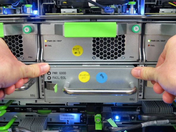 Press firmly until the BBU clicks into place. The click indicates that the BBU was seated properly.